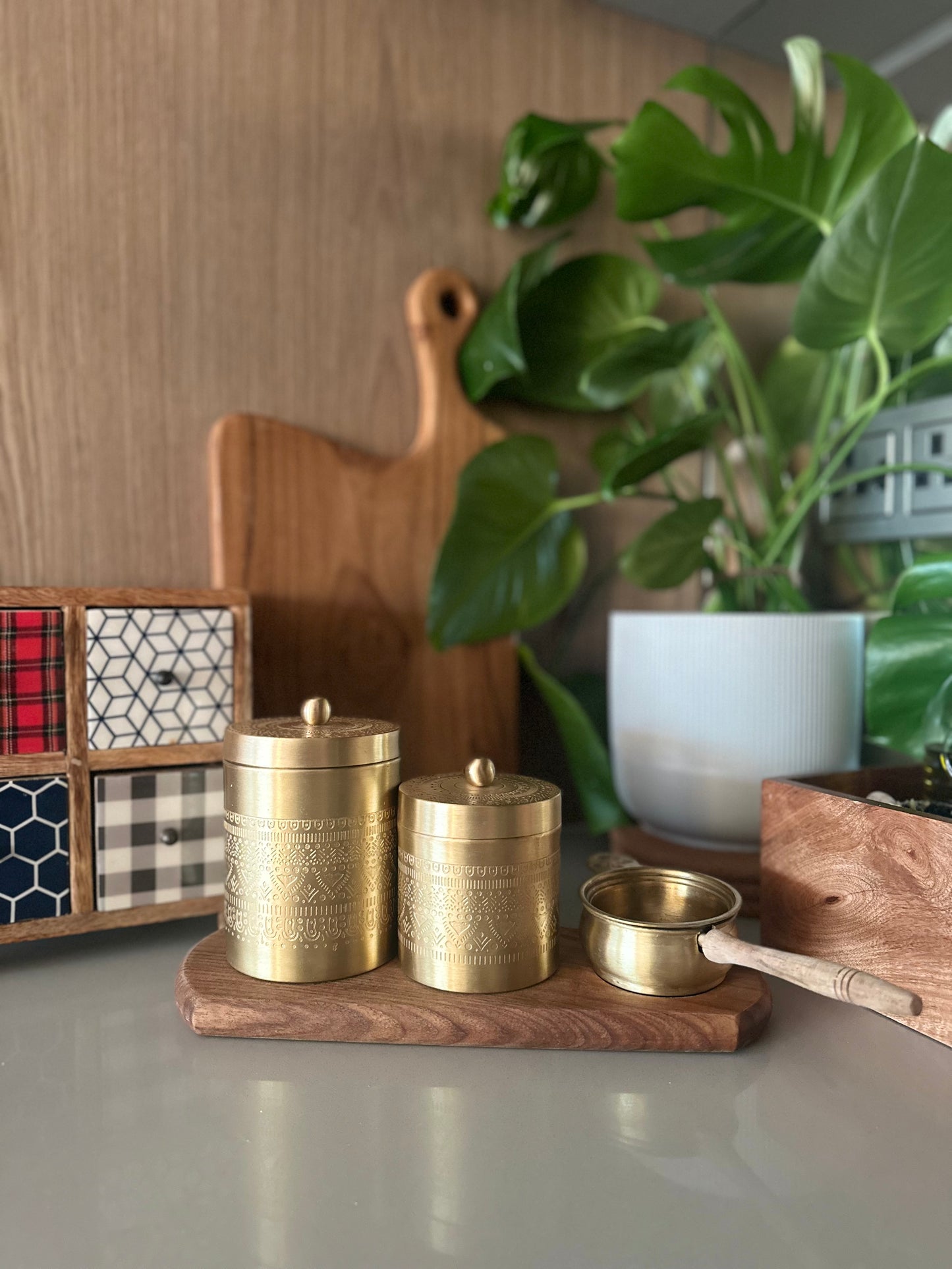 Brass Jars - Tea & Sugar Heritage Set