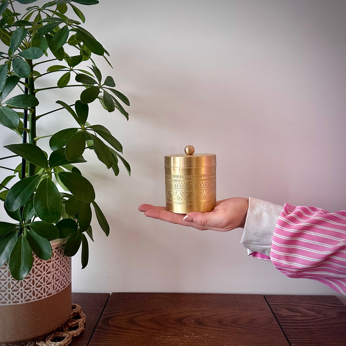 Brass Jar with Spoon and Gift Box