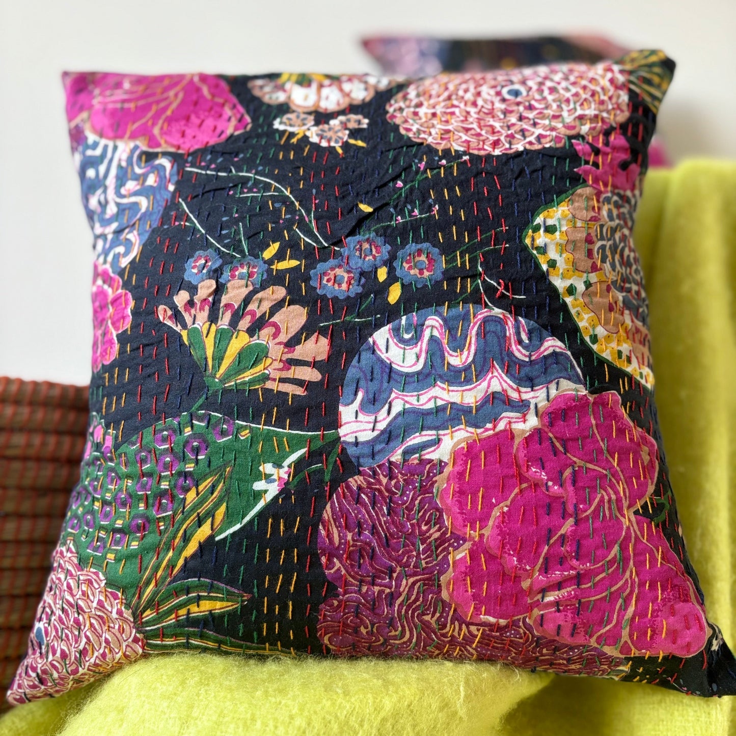 Cushion Cover — Black Florals