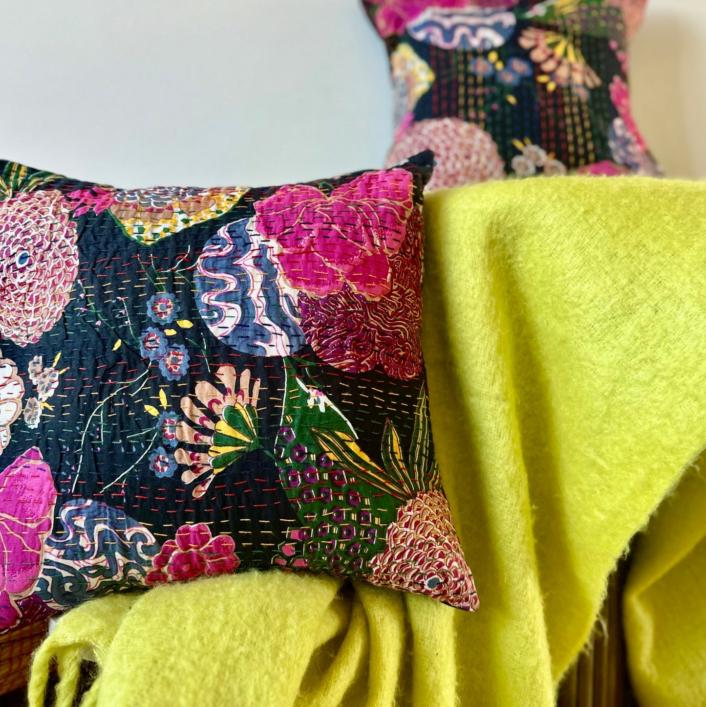 Cushion Cover — Black Florals