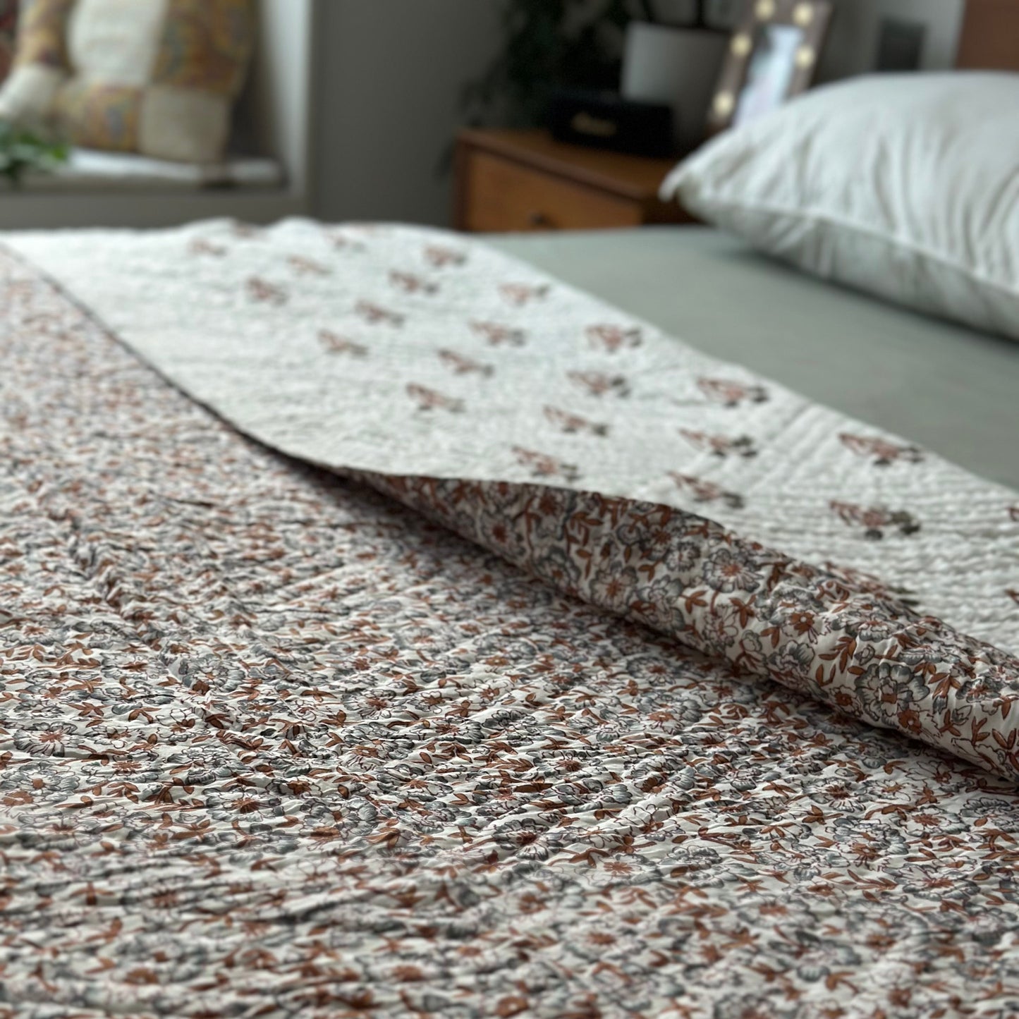 Kusuma Reversible Quilt in Amber Marigold