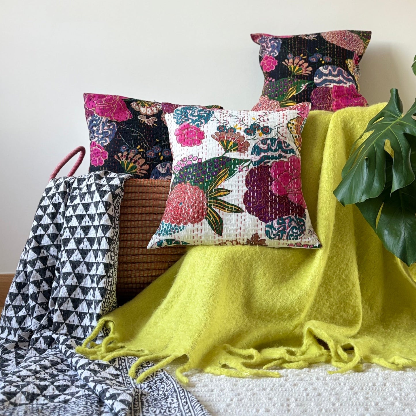 Cushion Cover — Black Florals
