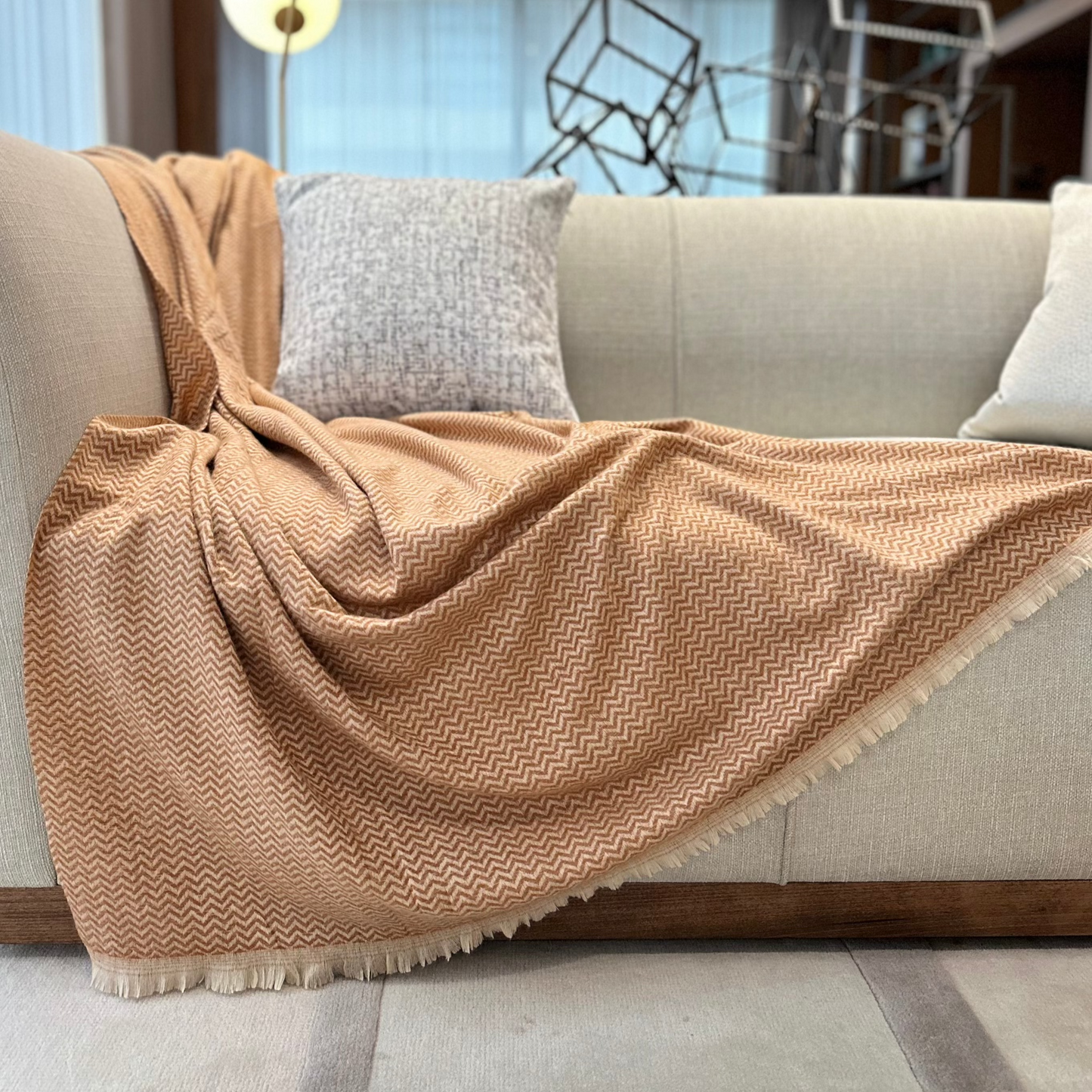 Cashmere Throw - Orange Brown