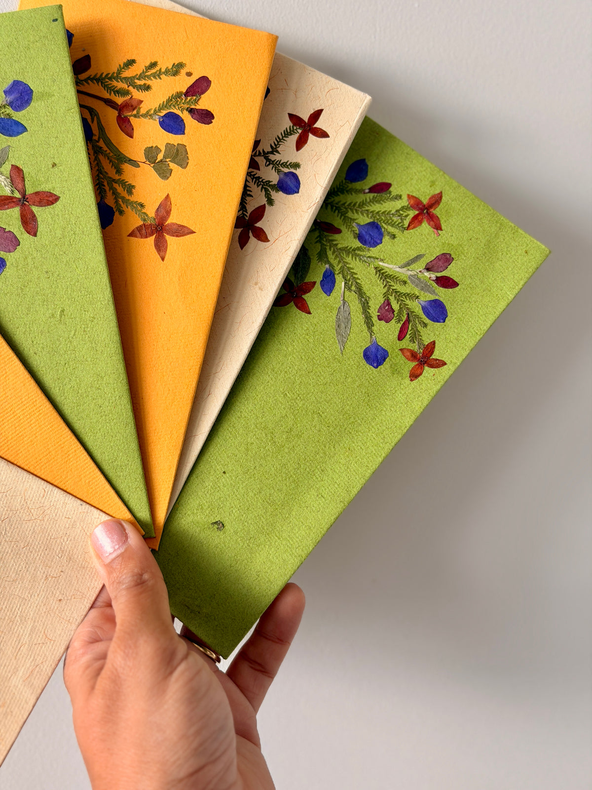 Pressed flower shagun envelope on handmade recycled paper, Vaarsa London