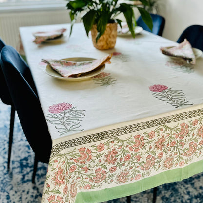 Tablecloth - Block Printed Blossoms