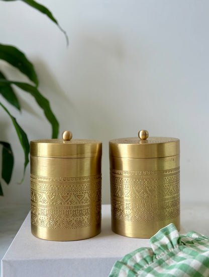 Brass Jars - Tea & Sugar Heritage Set