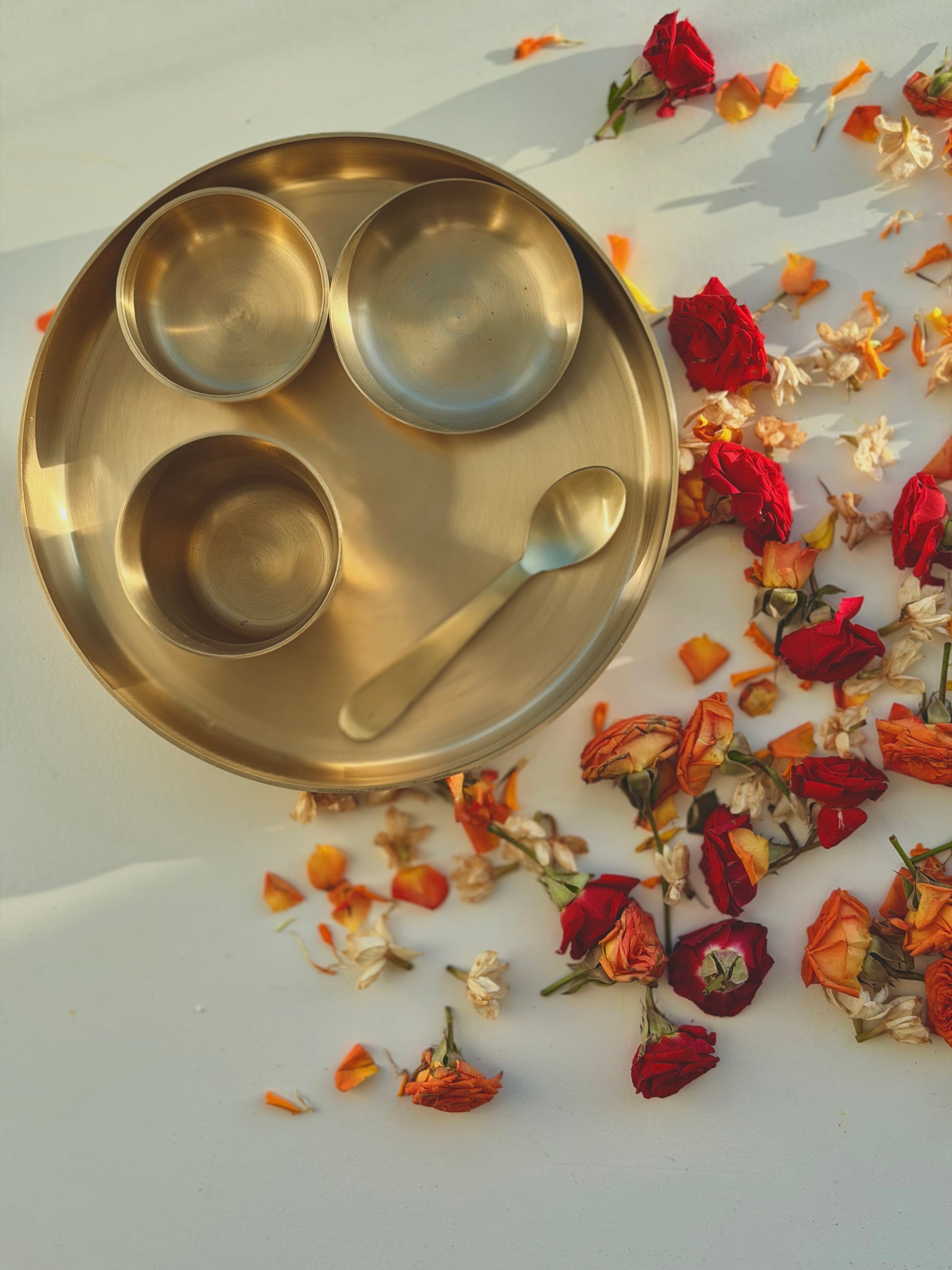 Handcrafted kansa first-feeding plate set, Vaarsa London