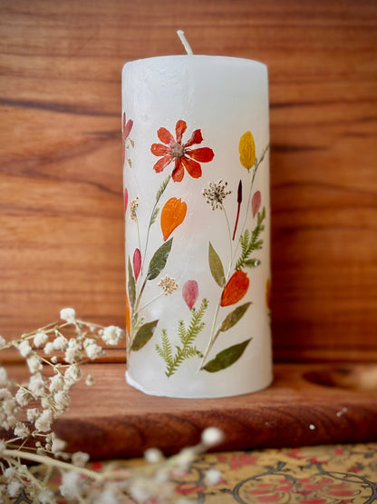 Artisanal Dried Flowers Pillar Candles