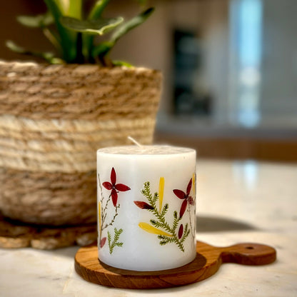 Artisanal Dried Flowers Pillar Candles