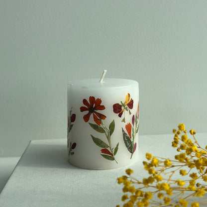 Artisanal Dried Flowers Pillar Candles