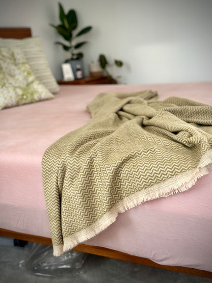 Cashmere Throw Blanket - Olive Green