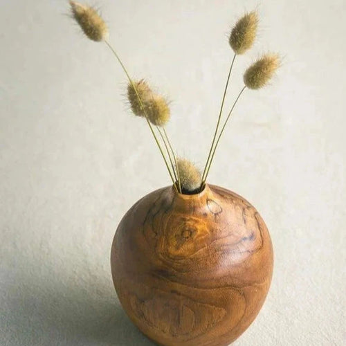 Teak Wood Round Vase